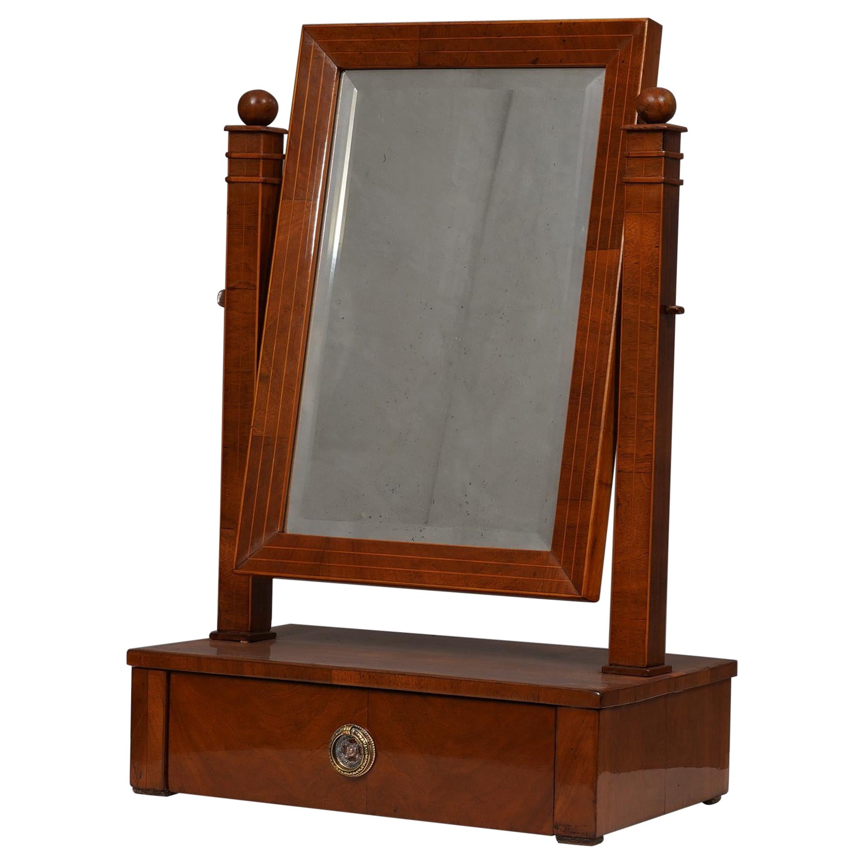 Espejo austriaco Biedermeier de madera de cerezo, 1830
