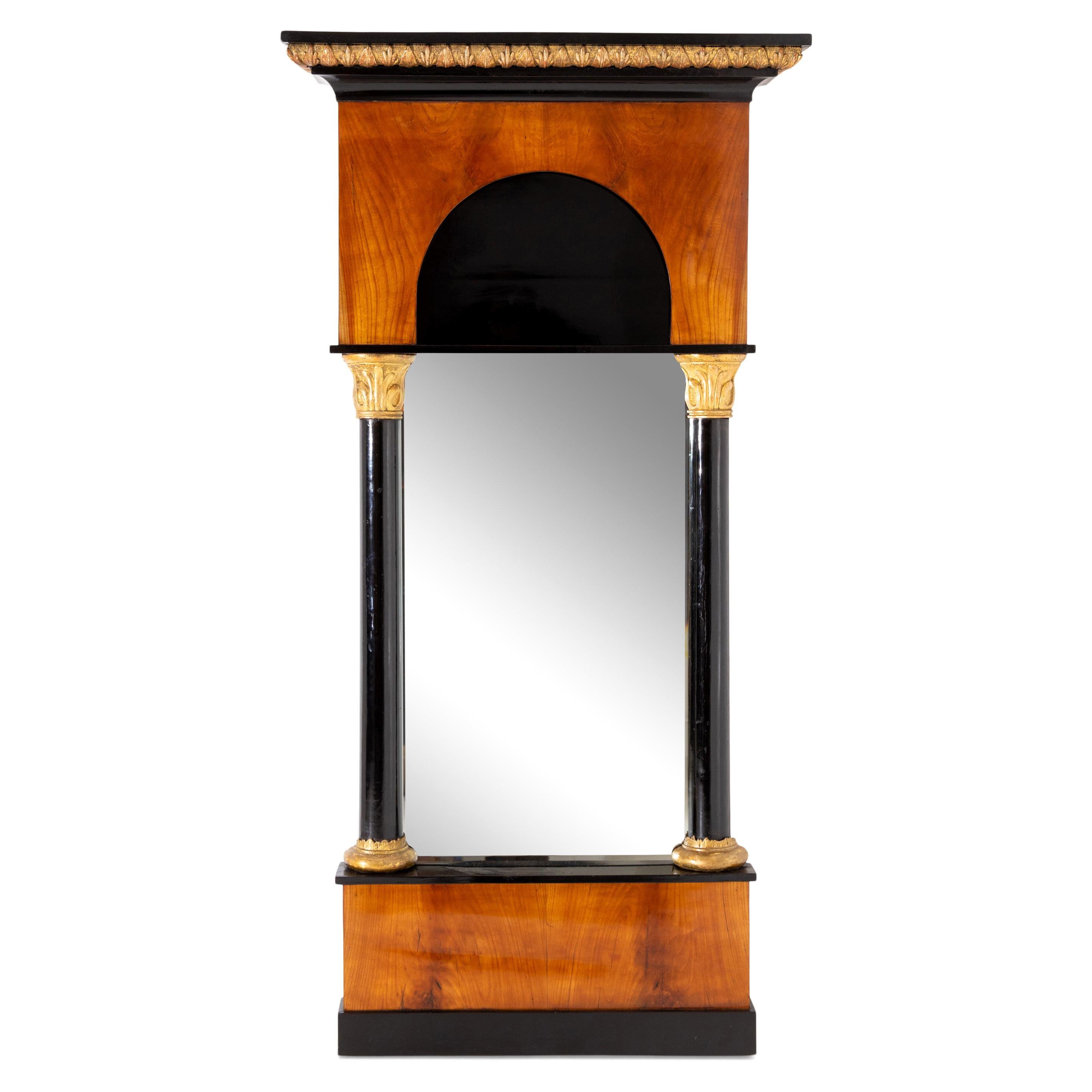 Biedermeier Cherry Wood Wall Mirror, c. 1820