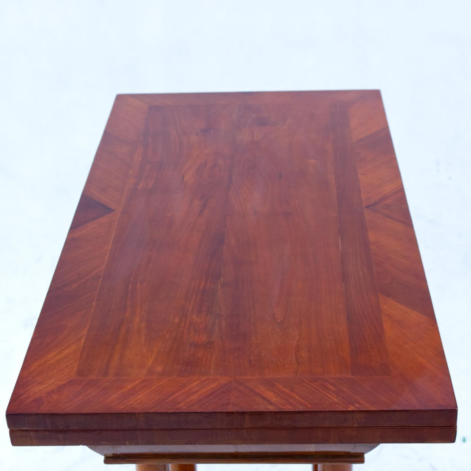 Biedermeier Cherrywood Console or Flip Top Game Table, Mid-19th Century For Sale 4
