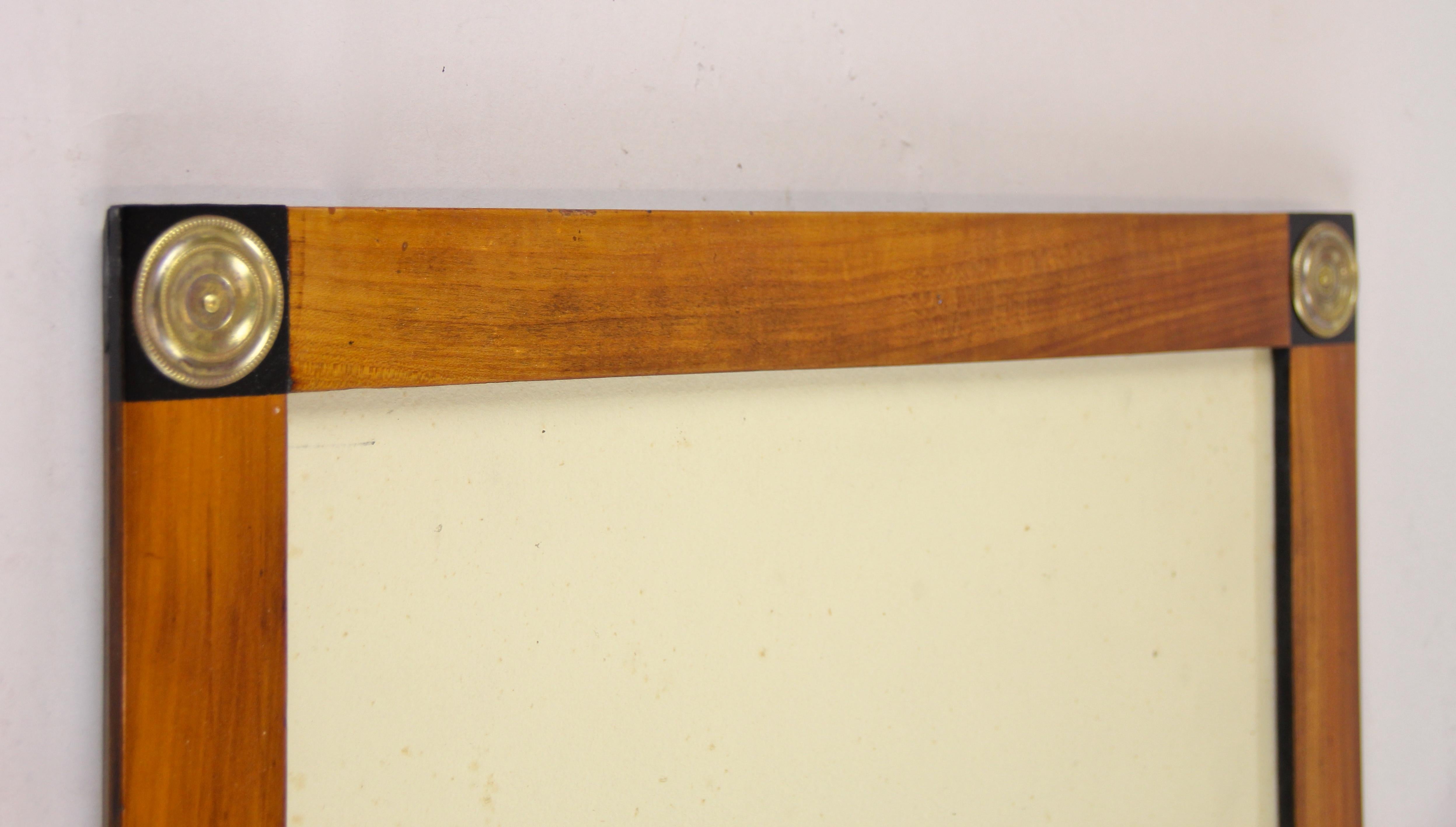 Biedermeier Cherrywood Picture Frame with Brass Applications Austria, circa 1820 1