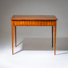 Biedermeier Cherrywood Table, Veneered with Inlay, Circa 1820, Antique