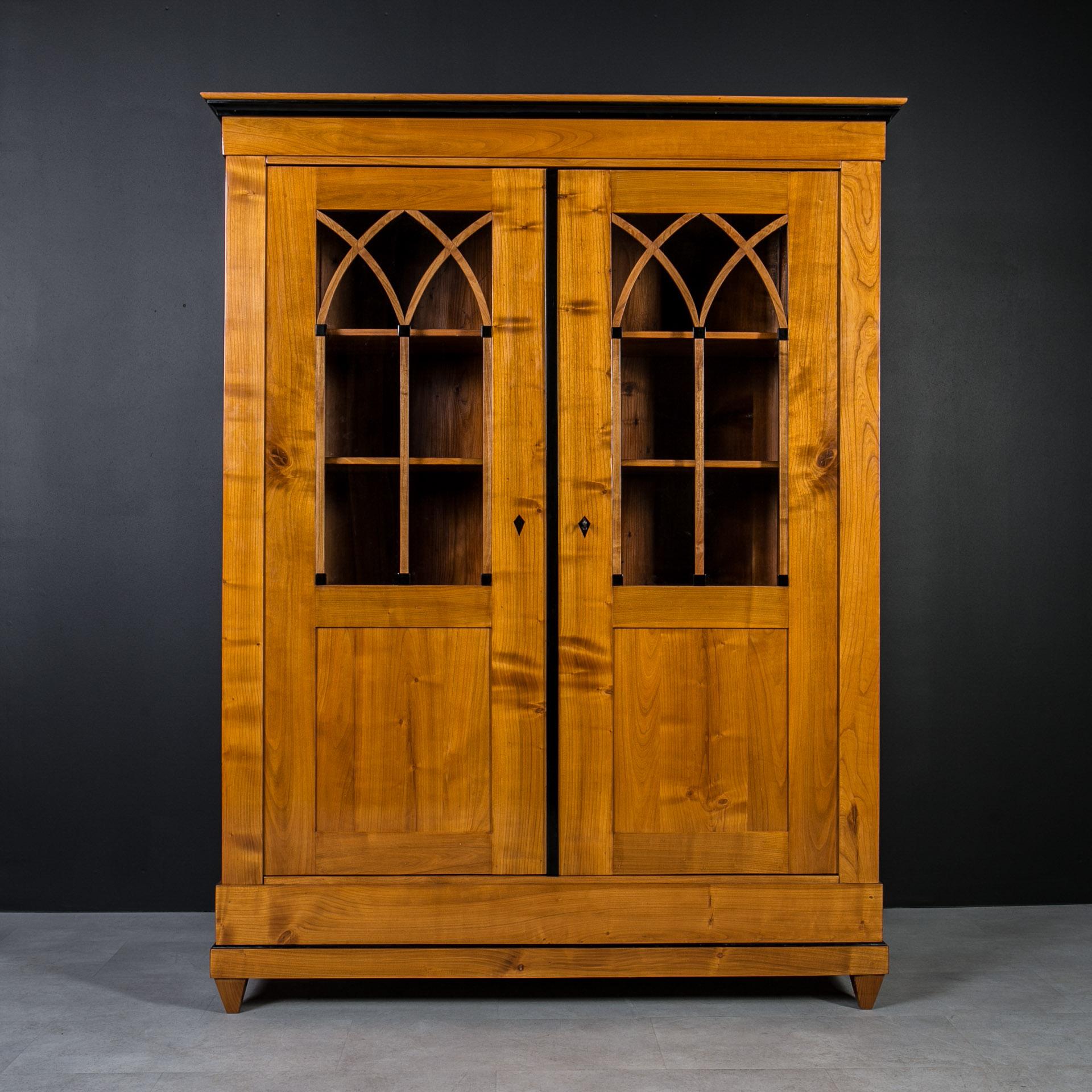 Polished Biedermeier Cherrywood Vitrine, Germany, 19th Century, Fully Restored For Sale