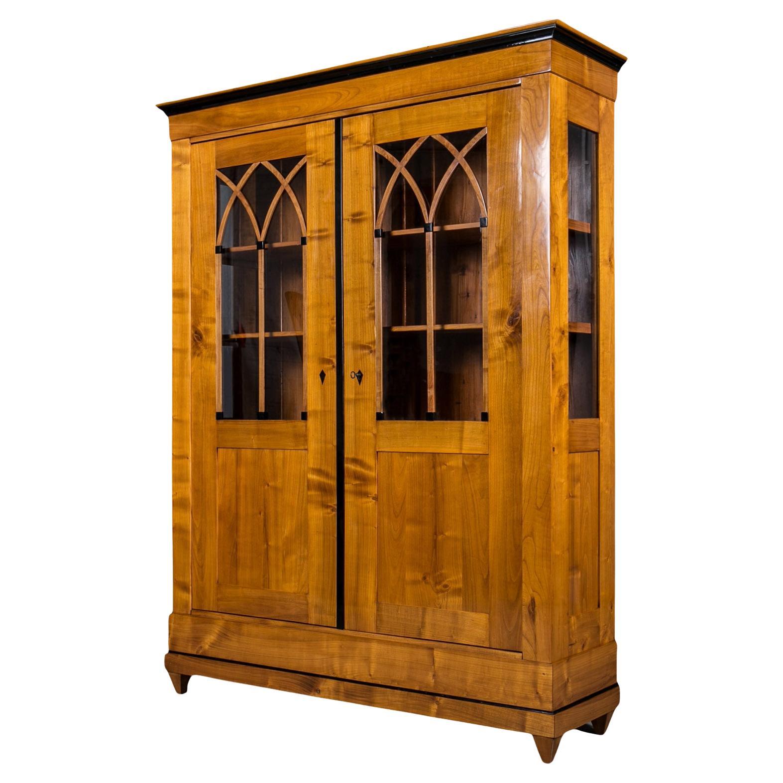 Biedermeier Cherrywood Vitrine, Germany, 19th Century, Fully Restored