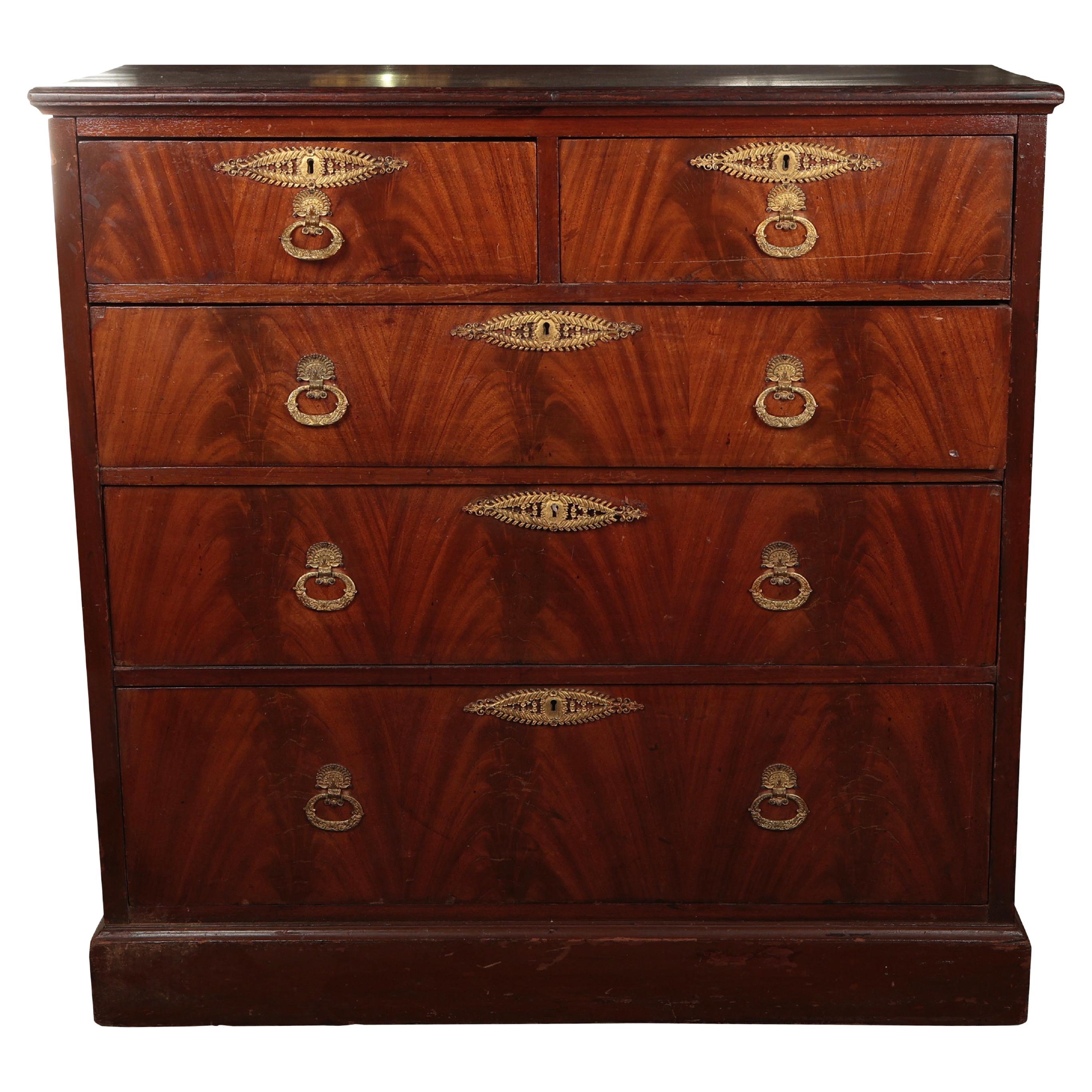 Biedermeier Chest Drawers Commode Flame Mahogany 1840 For Sale