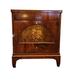 Biedermeier Chest of Drawers Commode in floral marquetry wood.