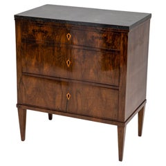 Biedermeier Walnut Chest of Drawers with dark grey Stone Top, early 19th Century