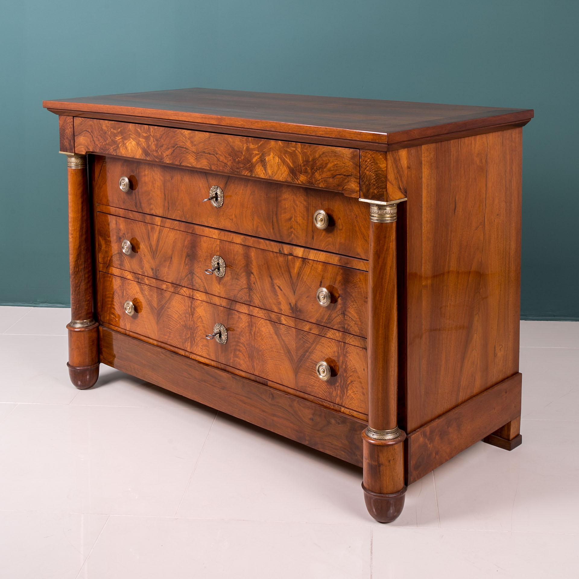 Polished Biedermeier Chest of Drawers, France, 19th Century