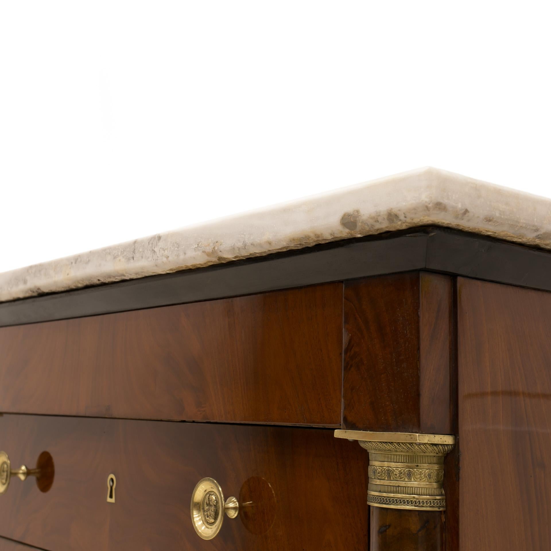 Mahogany Biedermeier Chest of Drawers, France, 19th Century