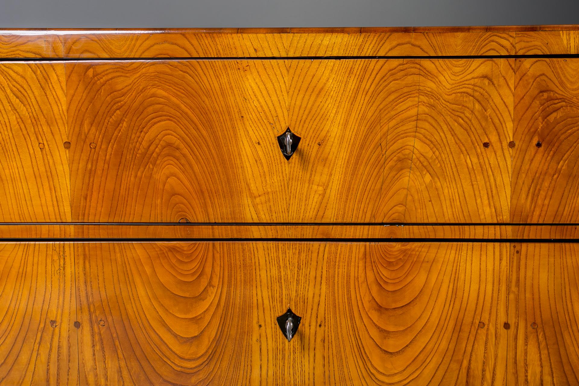 Biedermeier Chest of Drawers in Elm Veneer, Austria, Late 19th Century in vendita 3