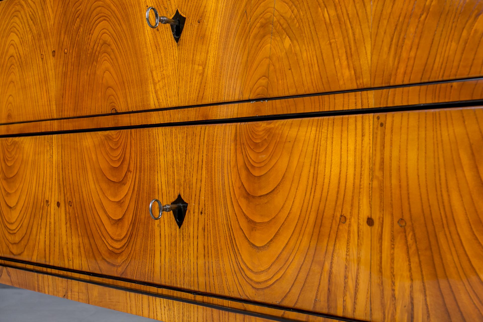 Biedermeier Chest of Drawers in Elm Veneer, Austria, Late 19th Century in vendita 1
