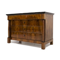 Biedermeier Chest of Drawers in Walnut, France, 19th Century