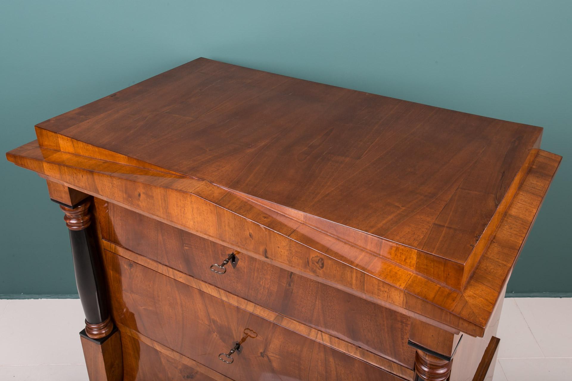 Biedermeier Chest of Drawers in Walnut, Germany, 19th Century 2