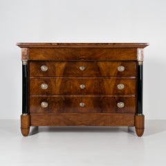 Biedermeier Chest of Drawers in Walnut Veneer, France, 19th Century