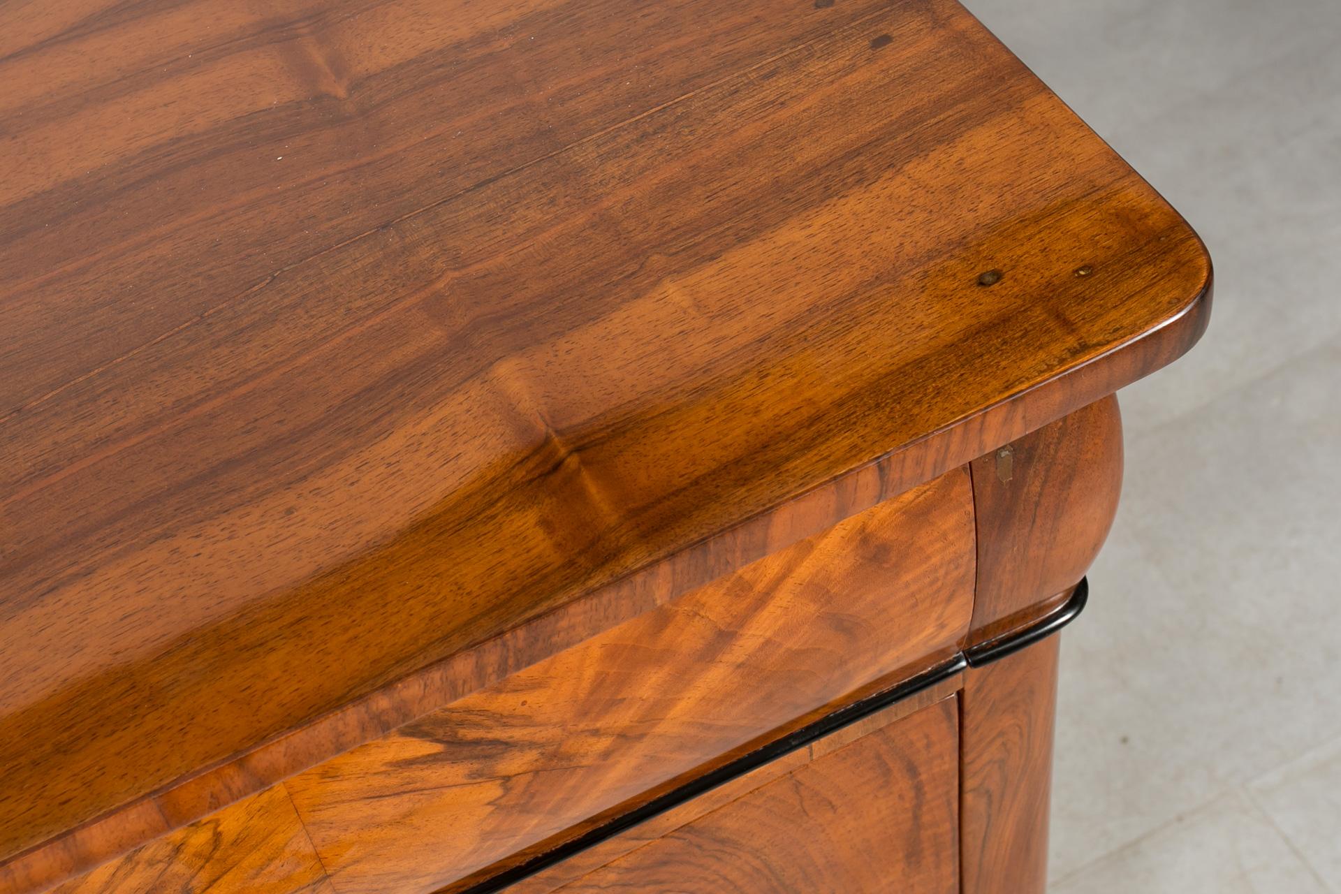 Biedermeier Chest of Drawers in Walnut Veneer, Germany, 19th Century For Sale 9