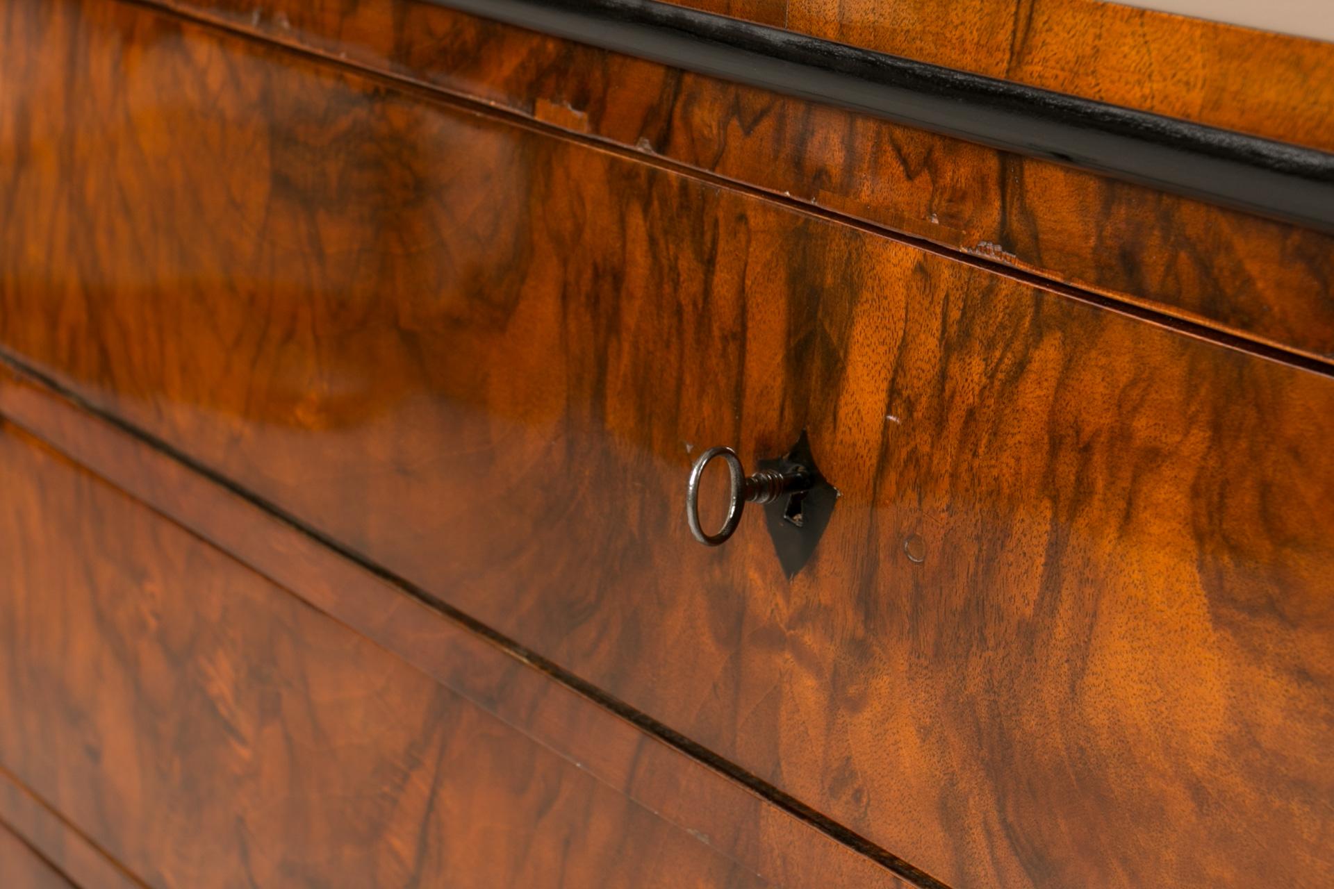 Biedermeier Chest of Drawers in Walnut Veneer, Germany, 19th Century 5