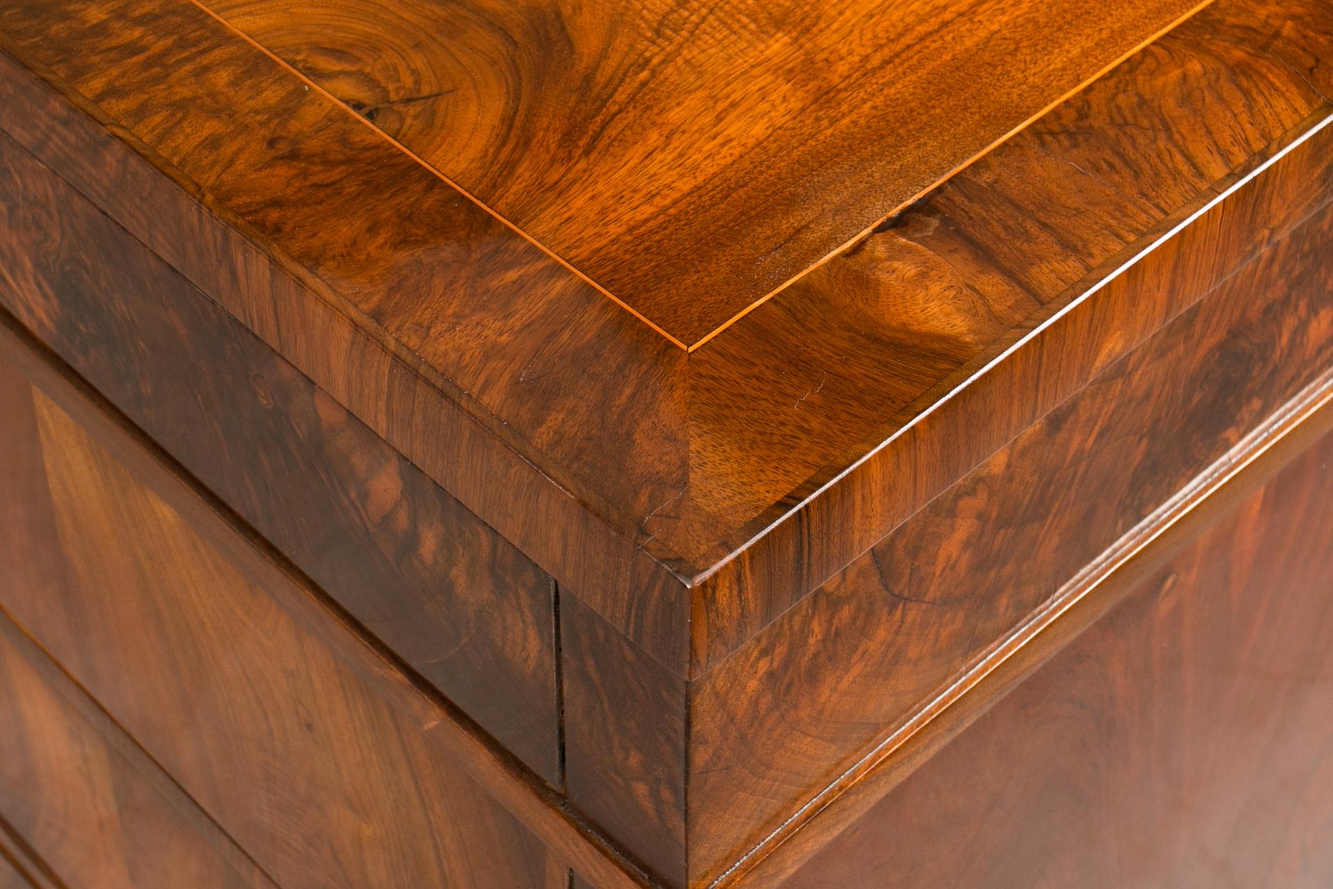 Biedermeier Chest of Drawers in Walnut Veneer, Germany, 19th Century 5