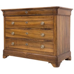 Biedermeier Chest of Drawers in Walnut Wood, France, 19th Century