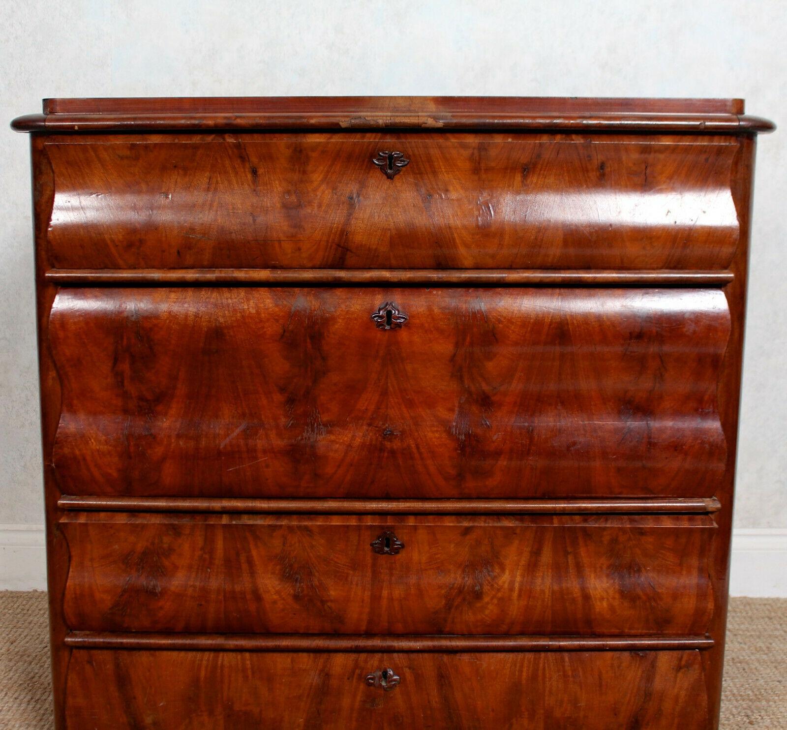 19th Century Biedermeier Chest of Drawers Swedish Flamed Mahogany For Sale