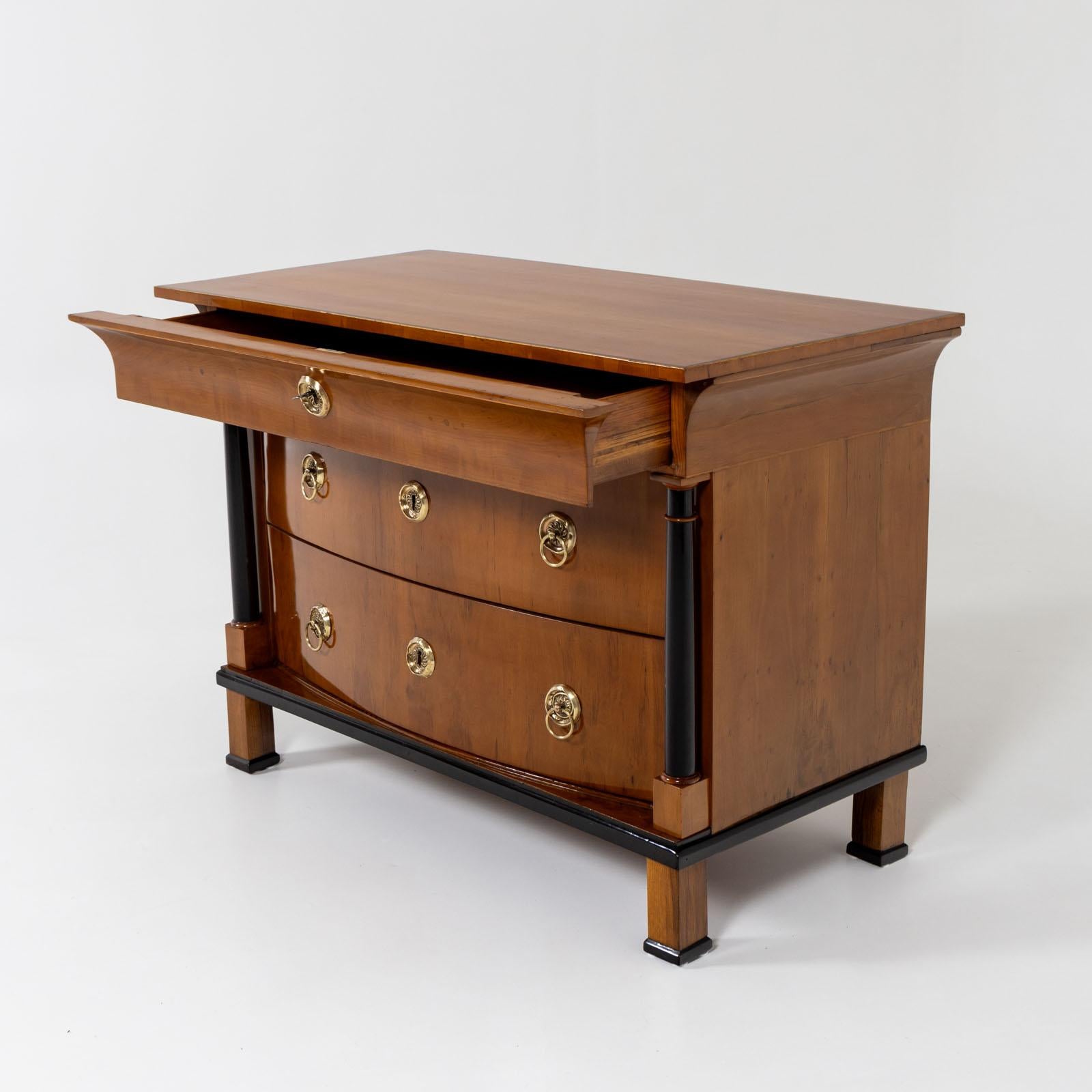 Brass Biedermeier Chest of Drawers with ebonized Columns, Germany around 1820 For Sale