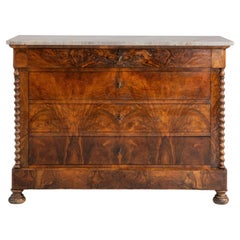 Biedermeier Chest of Drawers, Wood with Marble Top, France, Circa 1860
