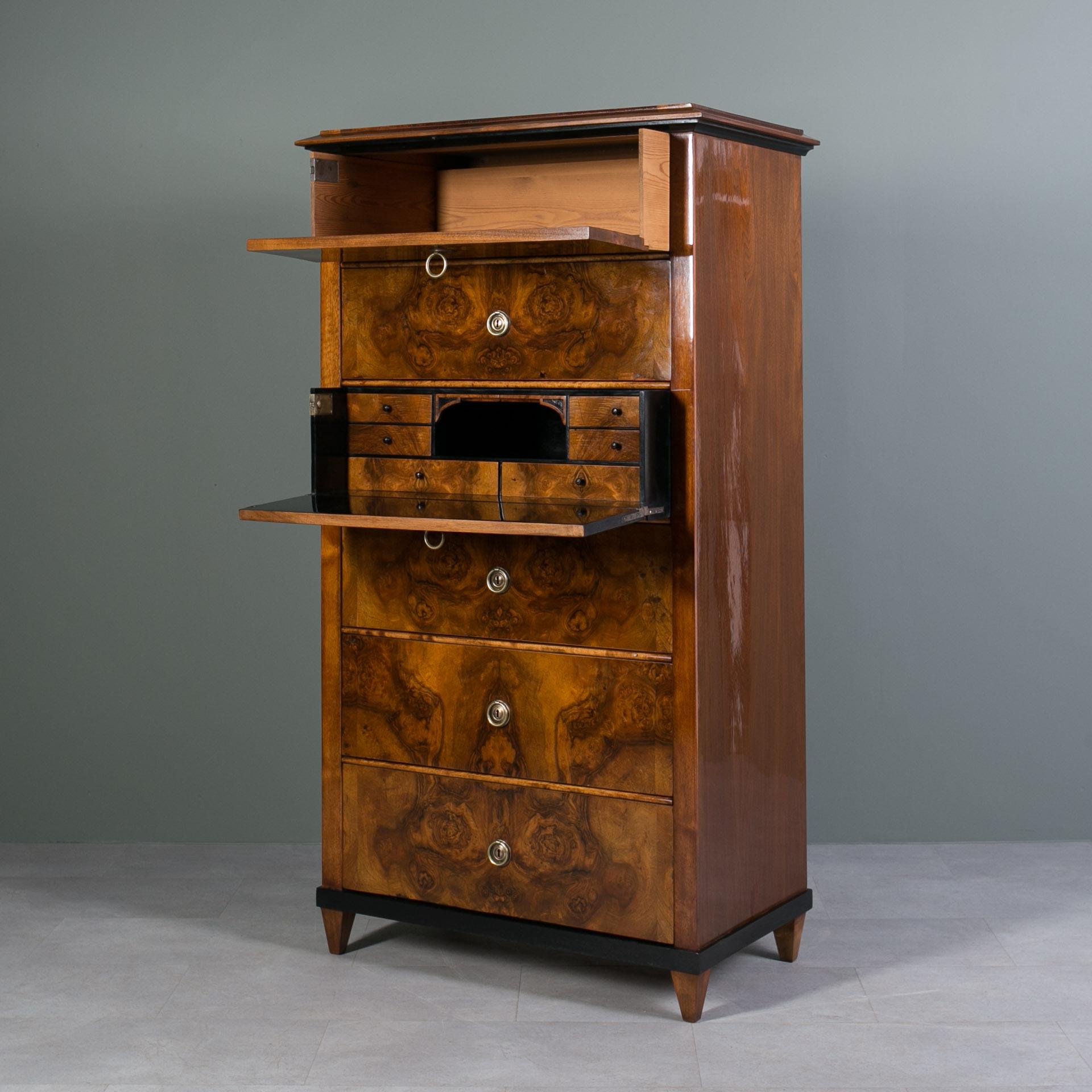 Cassettiera Biedermeier con segretaria, Austria, metà XIX secolo in vendita 1