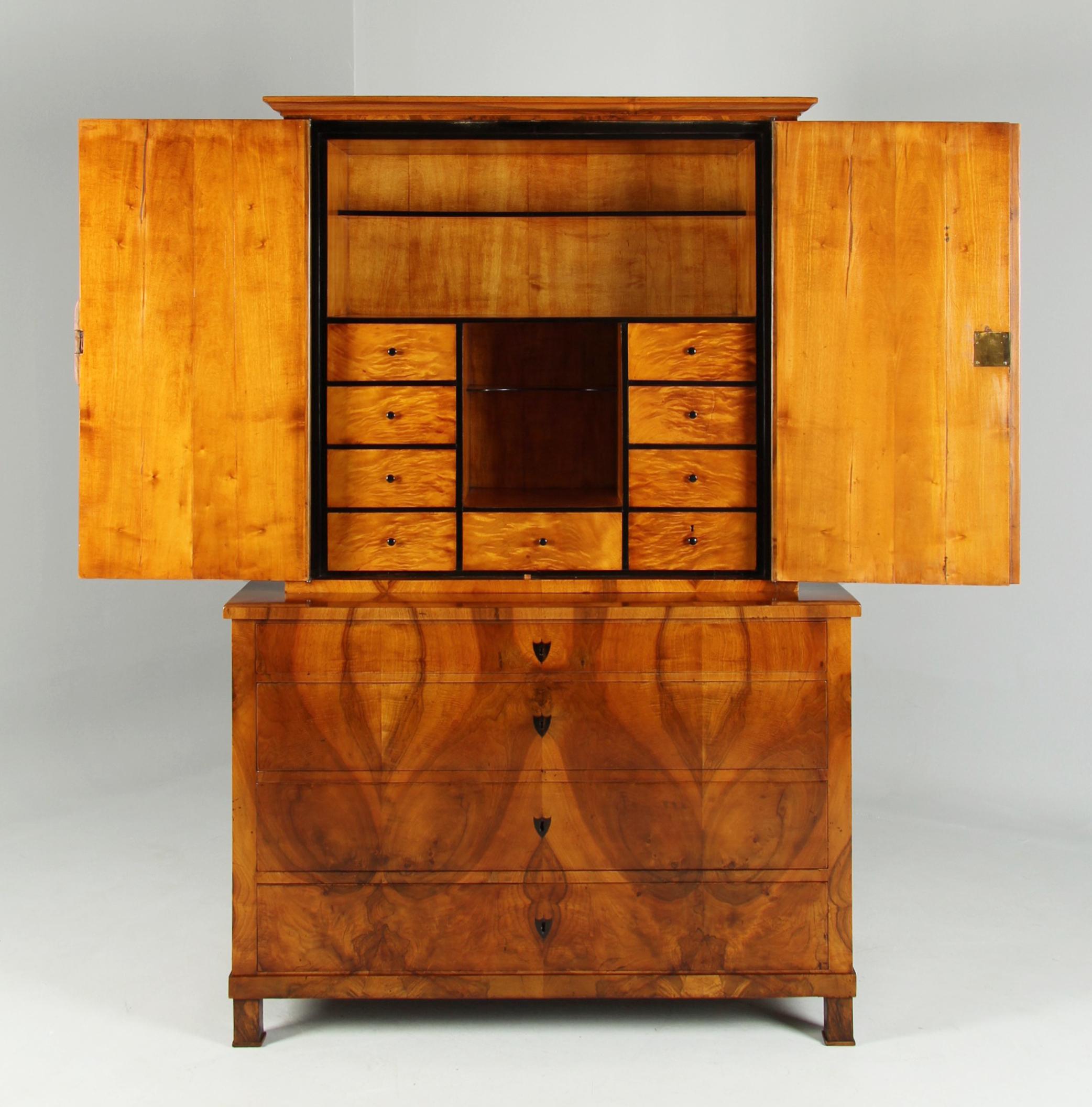 Arcón Biedermeier, Secretario o Gabinete, Nogal, Sur de Alemania, hacia 1830 en venta 8