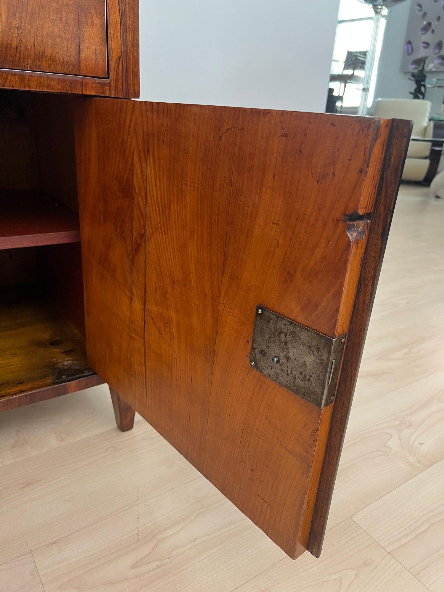Biedermeier Chest, Walnut Veneer, Cherry, Gold-Leaf, Brass, Austria circa 1815 For Sale 6