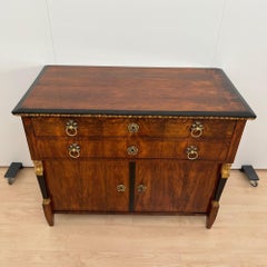 Empire Chest of Drawers, Polished Walnut, Cherry, Brass, Austria circa 1815