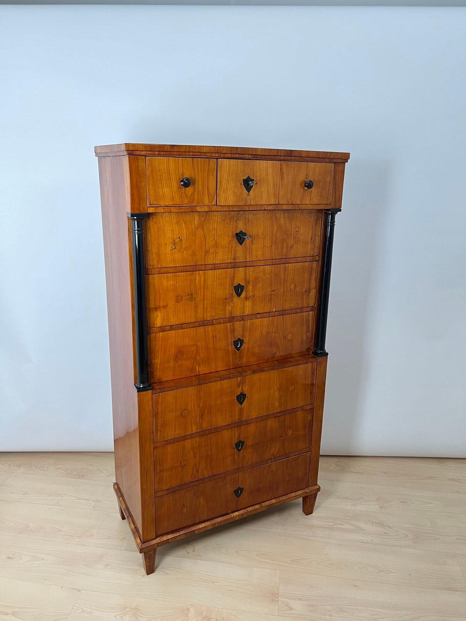 Chiffoniera Biedermeier, impiallacciatura di ciliegio, Germania del Sud, 1830 ca. in vendita 10