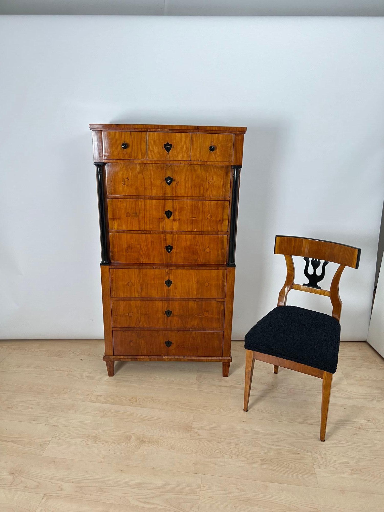 Chiffoniera Biedermeier, impiallacciatura di ciliegio, Germania del Sud, 1830 ca. in vendita 13