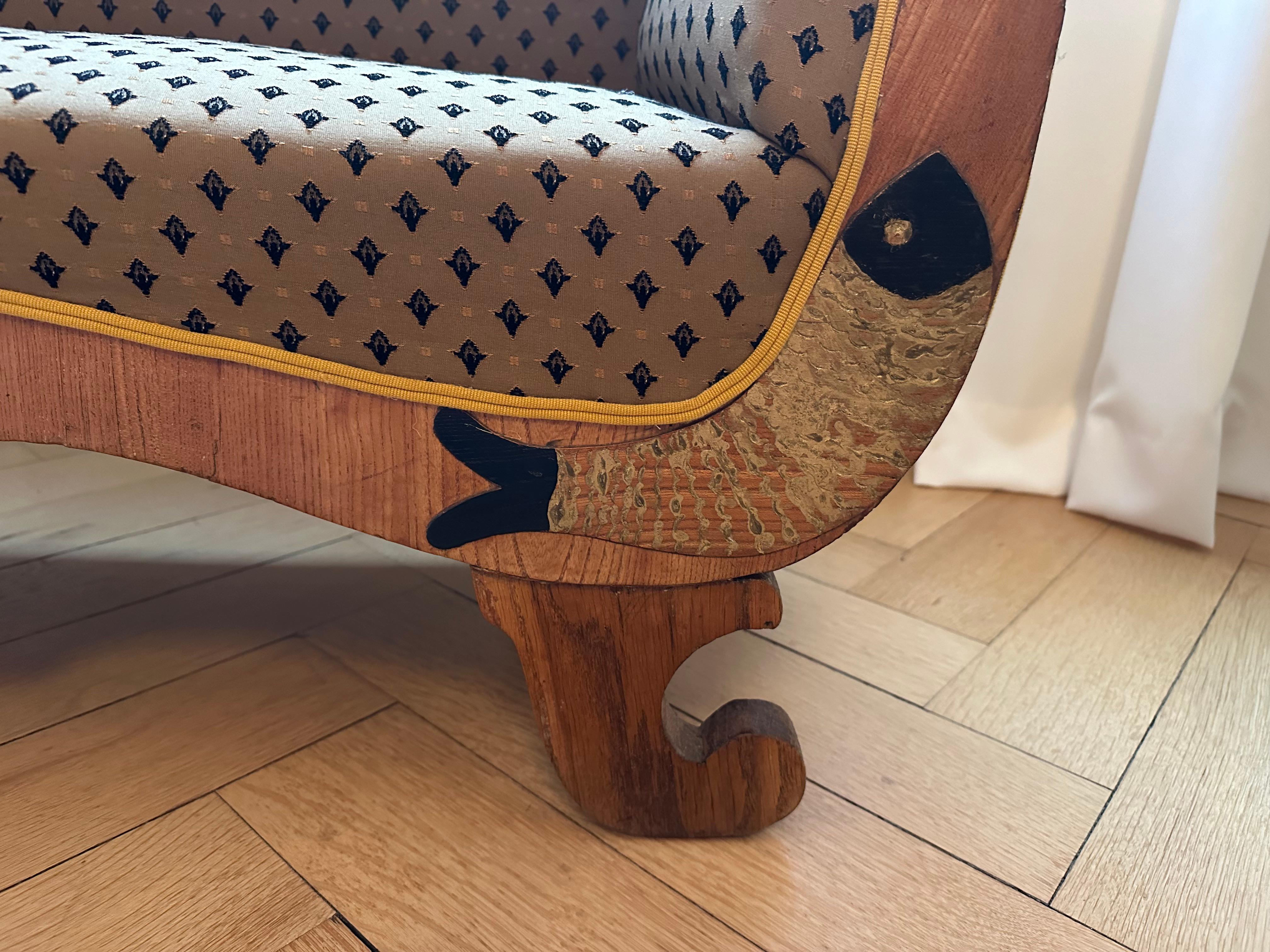 Wood Biedermeier Children's Bench dual Functionality as a Luxurious Pet Bed For Sale