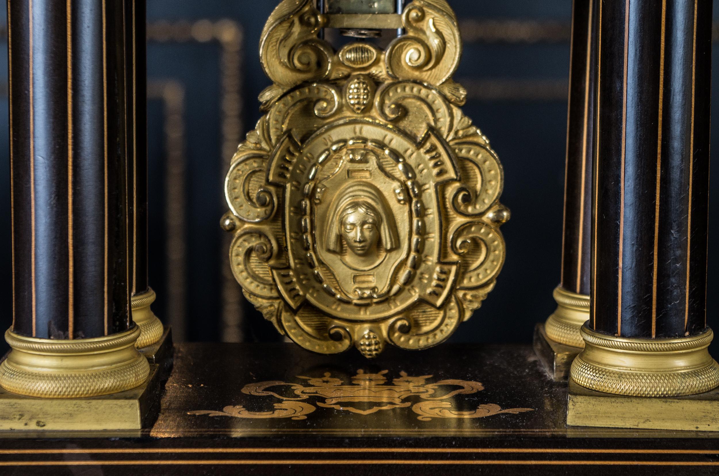 Biedermeier Chimney Clock with Inlays, circa 1860 1