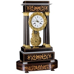 Biedermeier Chimney Clock with Inlays, circa 1860