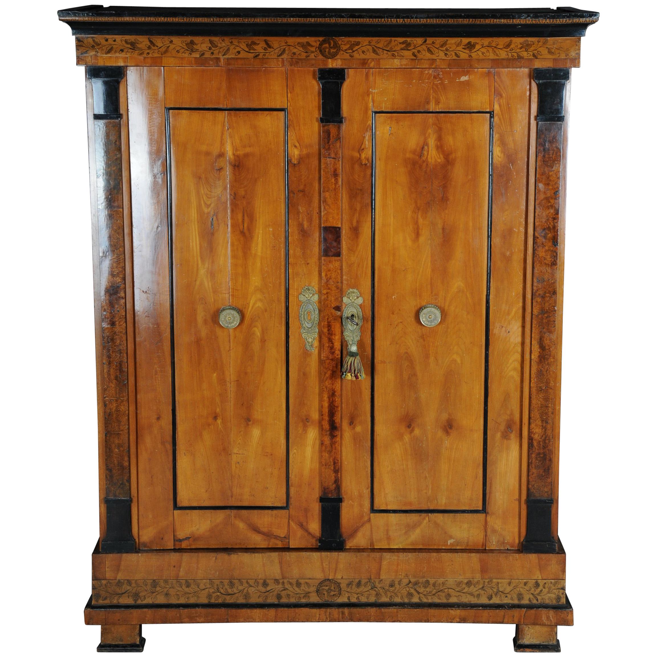 Biedermeier Clothes Cabinet Classicism, Cherrywood, circa 1810 For Sale