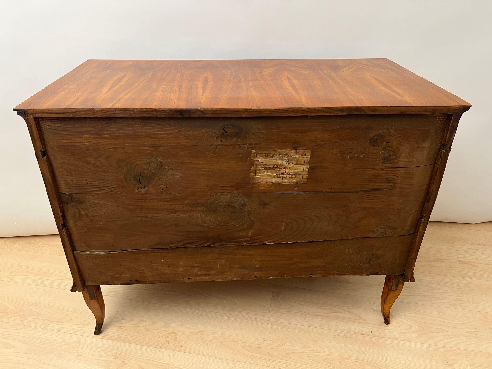 Biedermeier Kommode, Kirsche Furnier, Messing, Franken um 1820 im Angebot 13