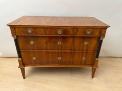 Empire Commode, Cherry Veneer, Brass, Germany circa 1820