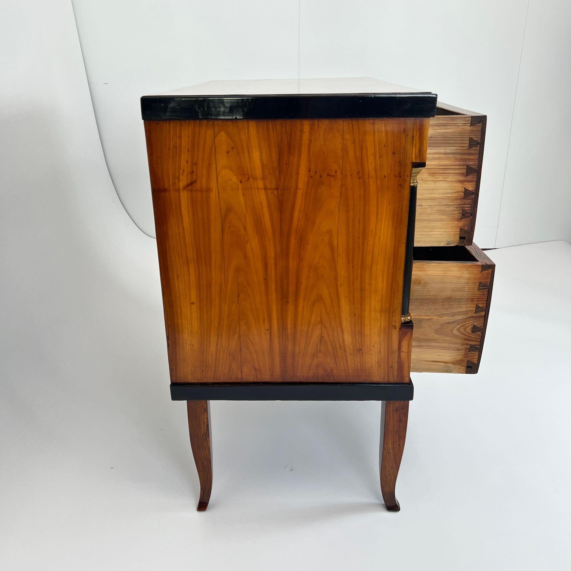 Biedermeier Commode, Cherry Wood, Ebonized, Gilded, Franconia circa 1820 For Sale 4