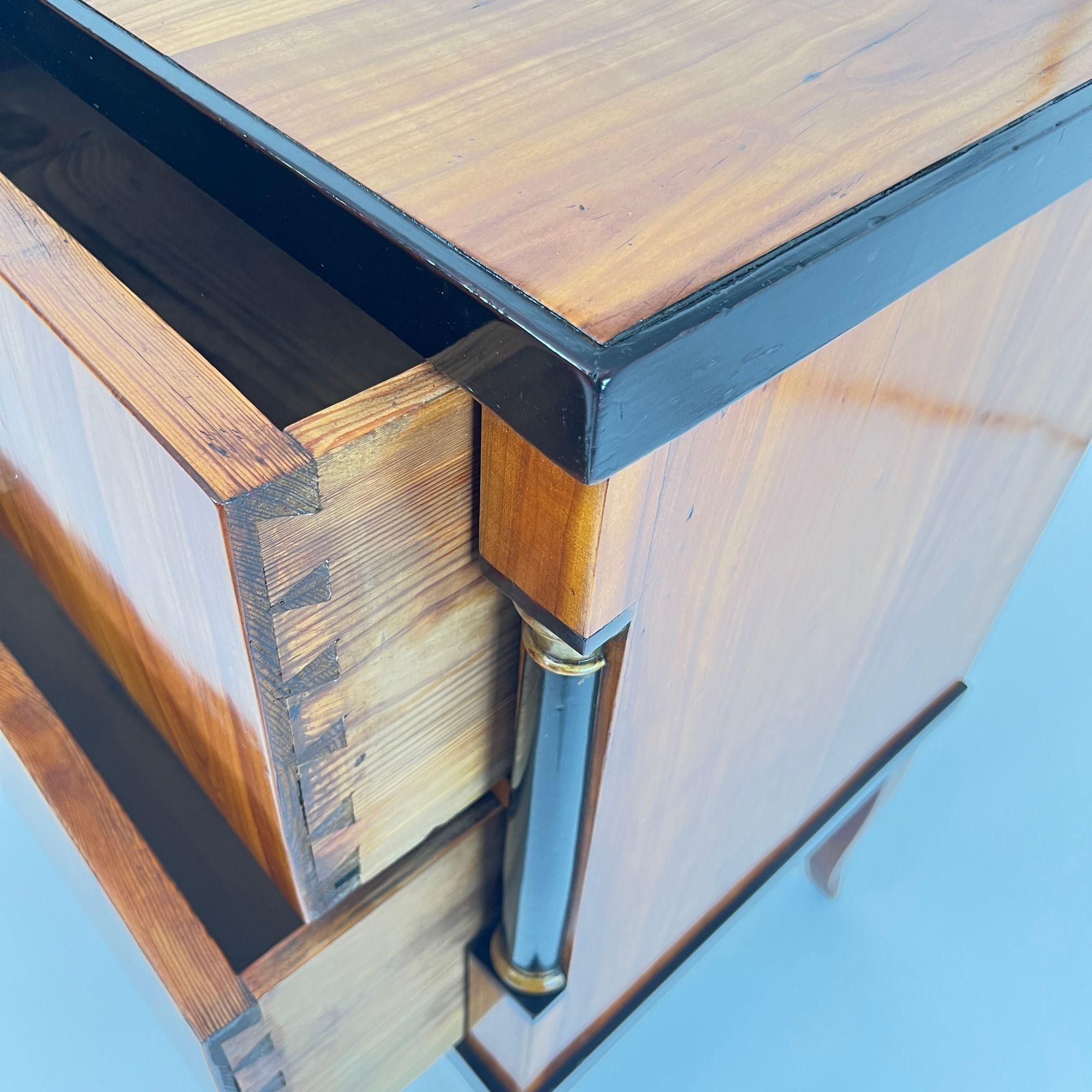 Biedermeier Commode, Cherry Wood, Ebonized, Gilded, Franconia circa 1820 For Sale 10