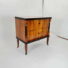 Biedermeier Commode, Cherry Wood, Ebonized, Gilded, Franconia circa 1820