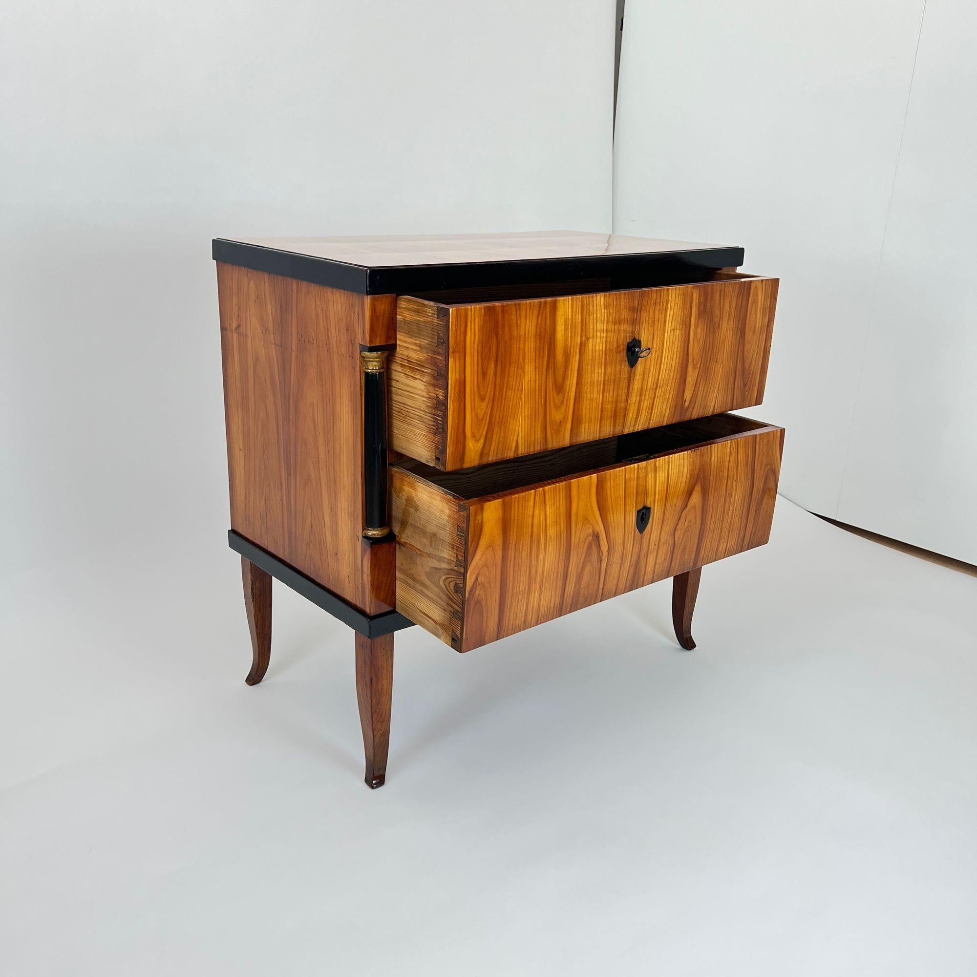 Biedermeier Commode, Cherry Wood, Ebonized, Gilded, Franconia circa 1820 In Good Condition For Sale In Regensburg, DE