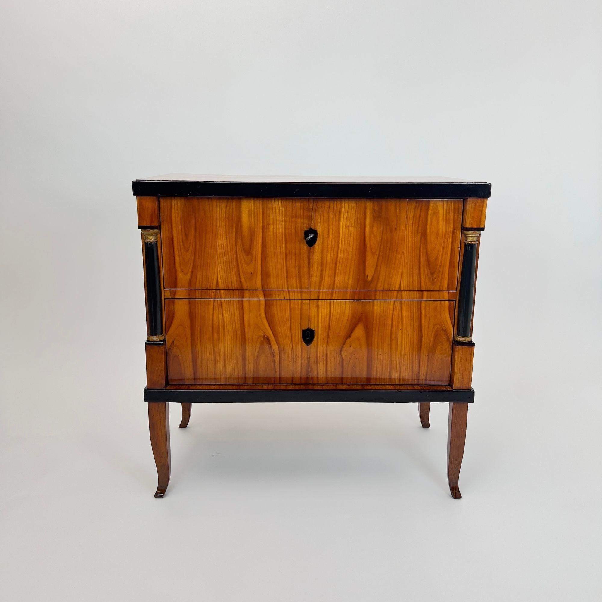Iron Biedermeier Commode, Cherry Wood, Ebonized, Gilded, Franconia circa 1820 For Sale
