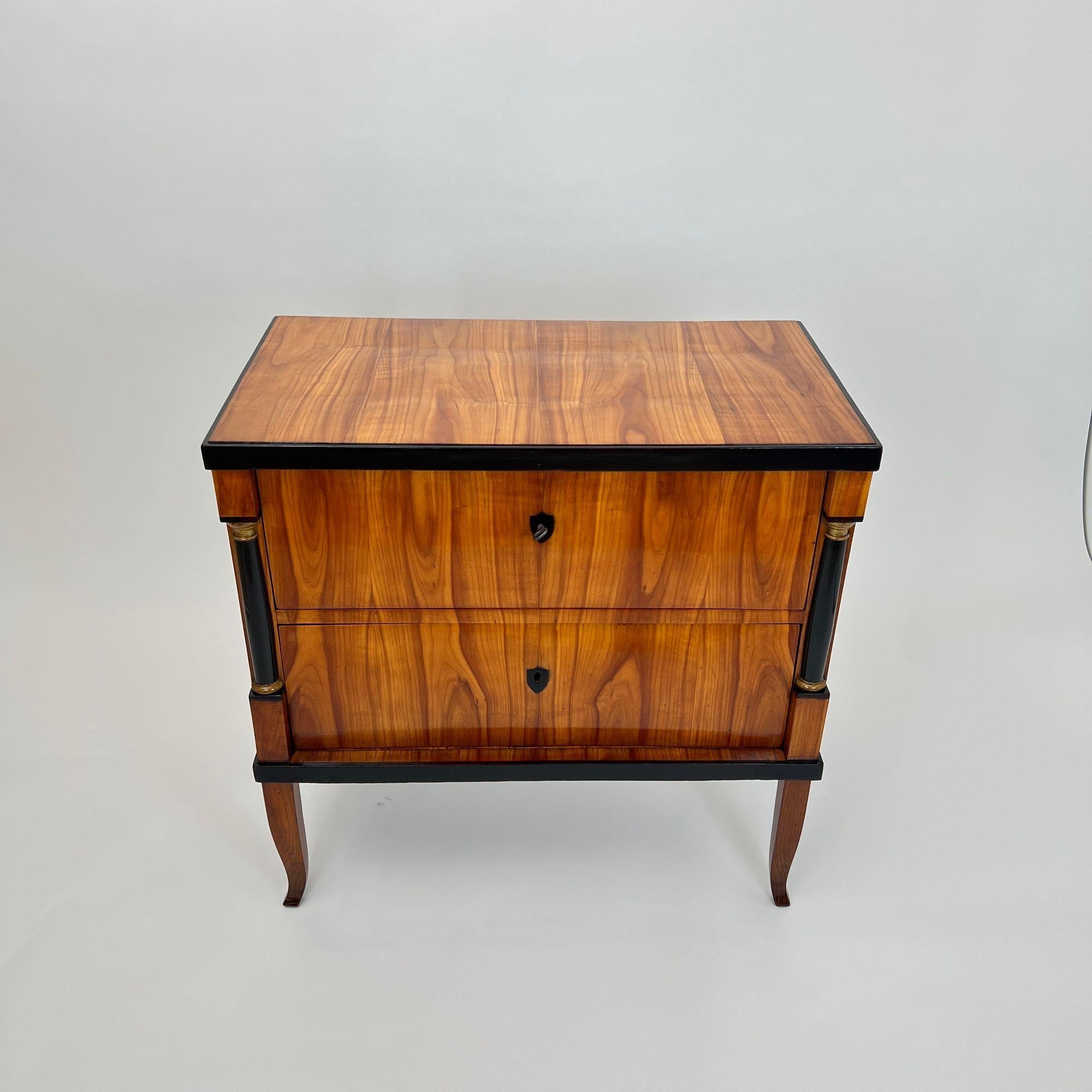 Biedermeier Commode, Cherry Wood, Ebonized, Gilded, Franconia circa 1820 For Sale 1
