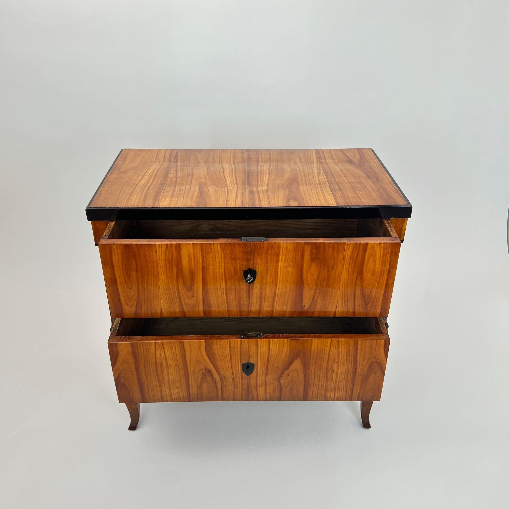 Biedermeier Commode, Cherry Wood, Ebonized, Gilded, Franconia circa 1820 For Sale 2