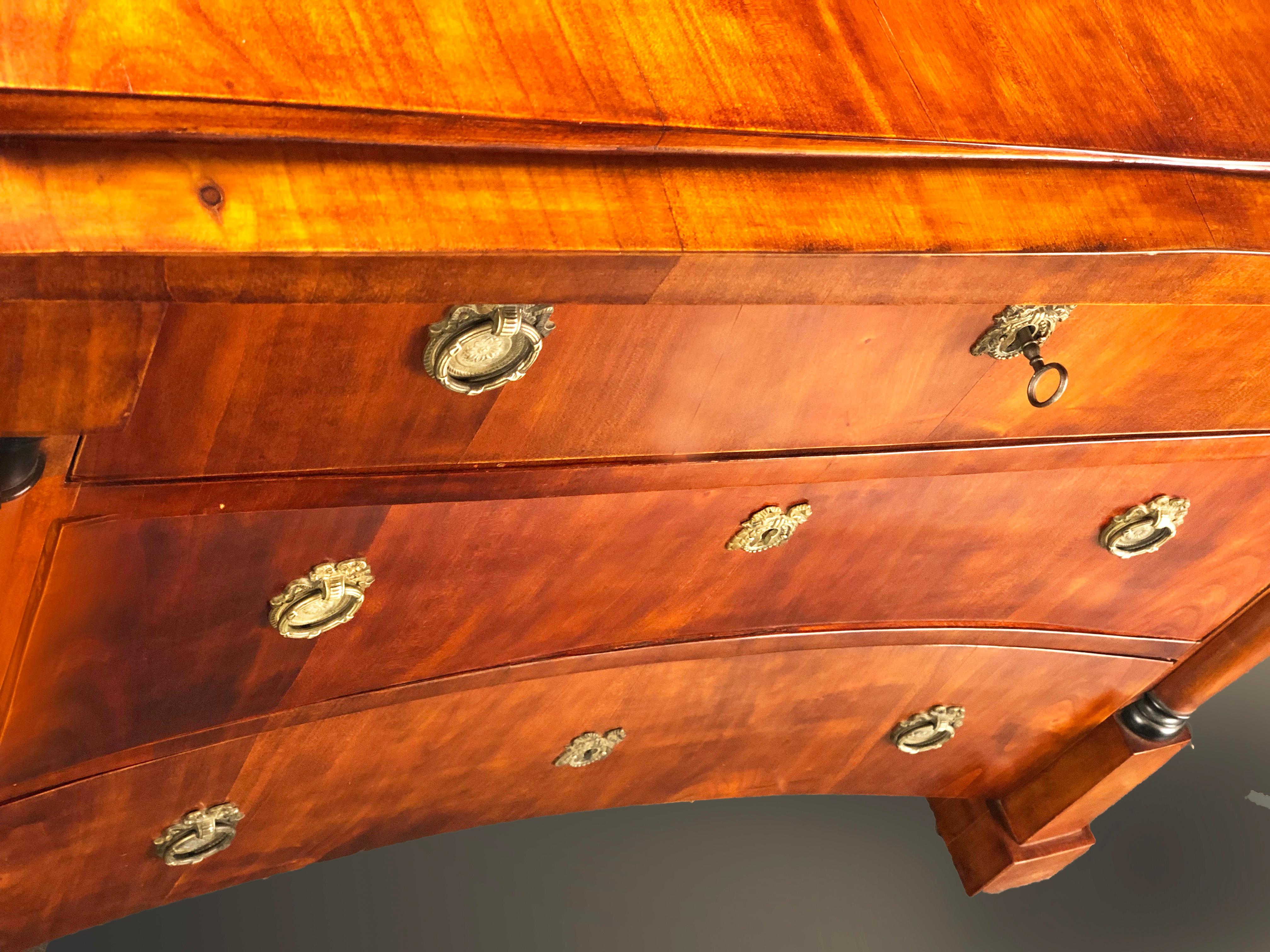 Cherry Biedermeier Commode of Rare Concave Front from Early 19th Century Germany For Sale