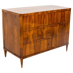 Biedermeier Commode with Three Drawers, Walnut Veneered, German circa 1820