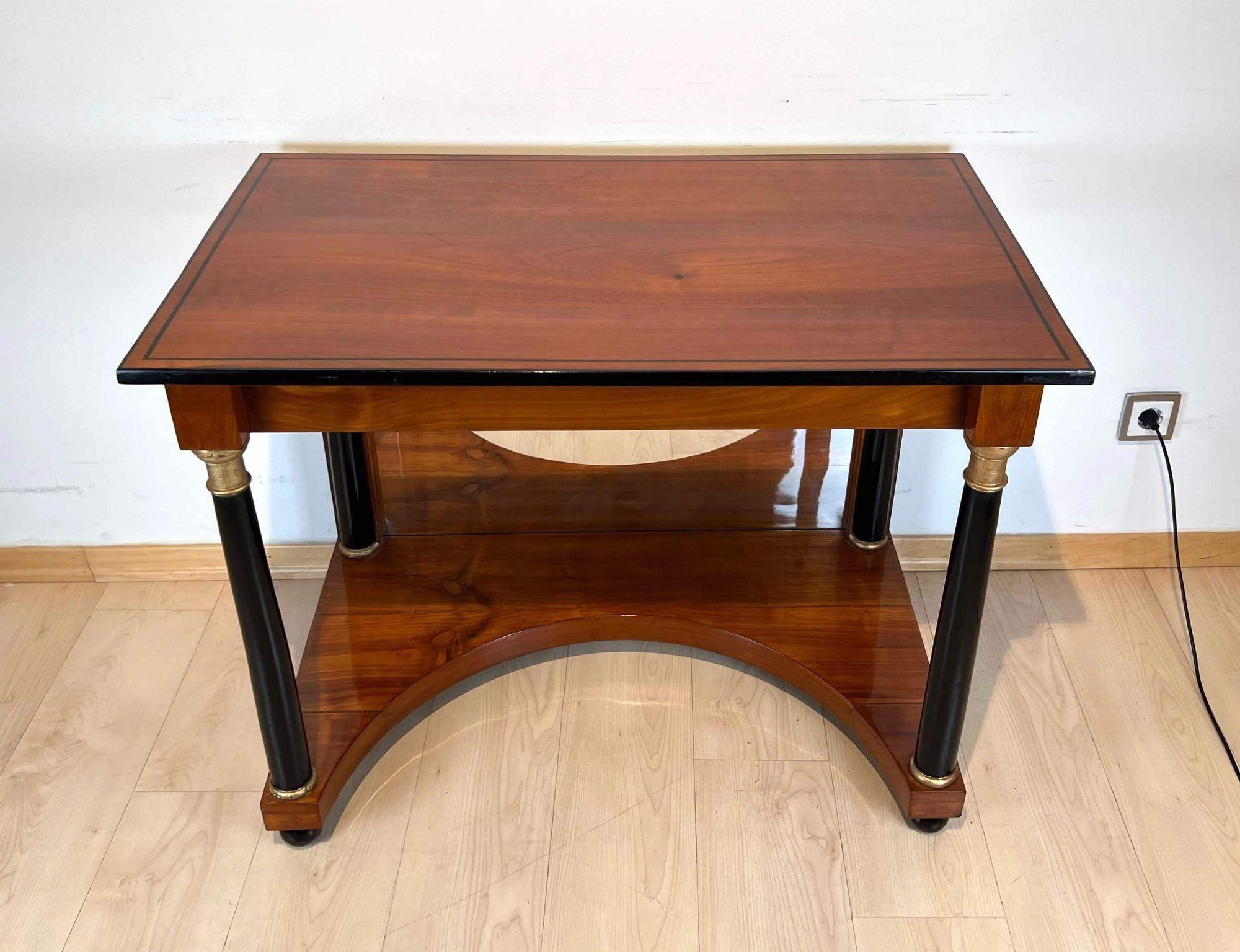 Biedermeier Console Table, Cherry Wood, Full Columns, South Germany circa 1820 For Sale 7