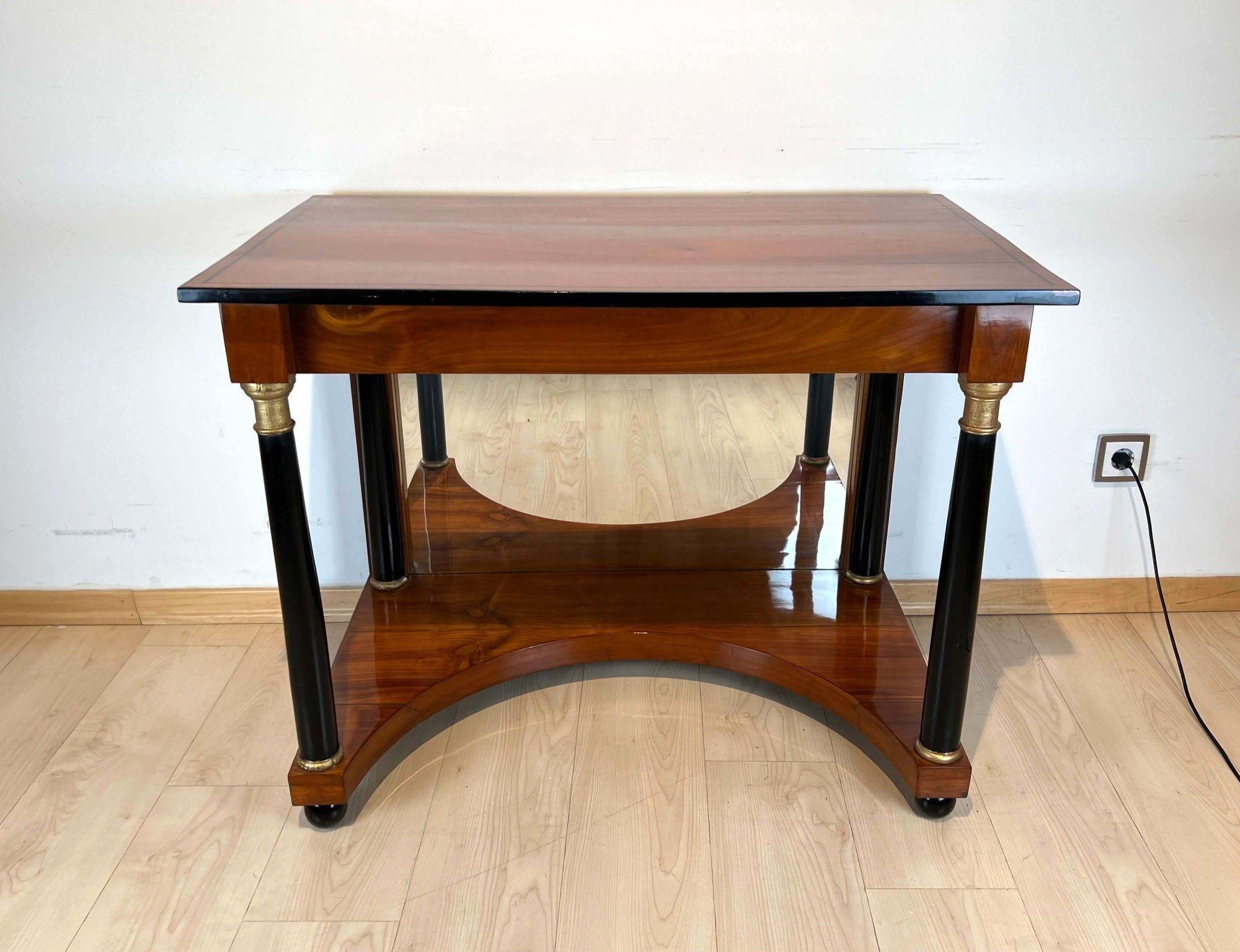 Biedermeier Console Table, Cherry Wood, Full Columns, South Germany circa 1820 For Sale 9