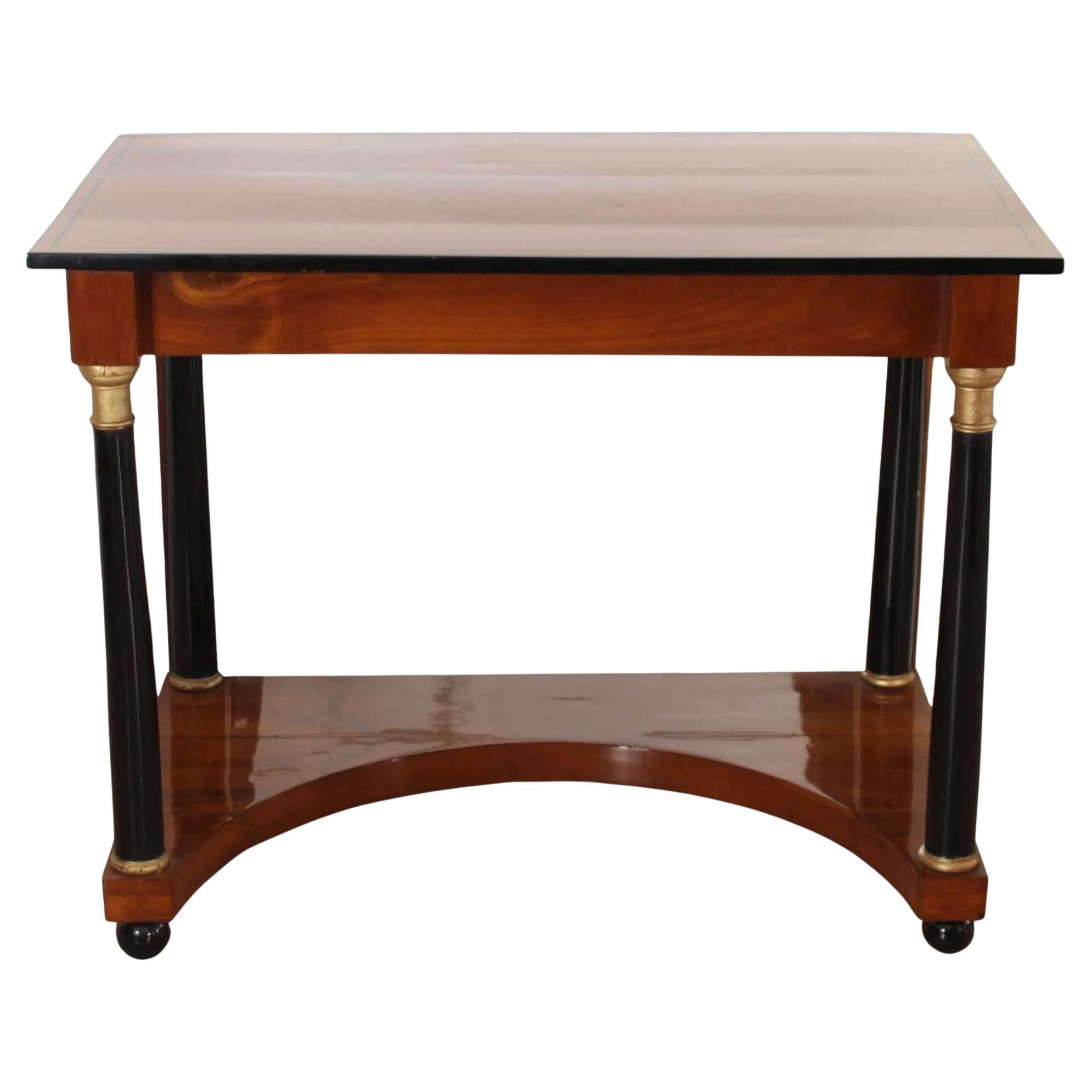 Biedermeier Console Table, Cherry Wood, Full Columns, South Germany circa 1820 For Sale