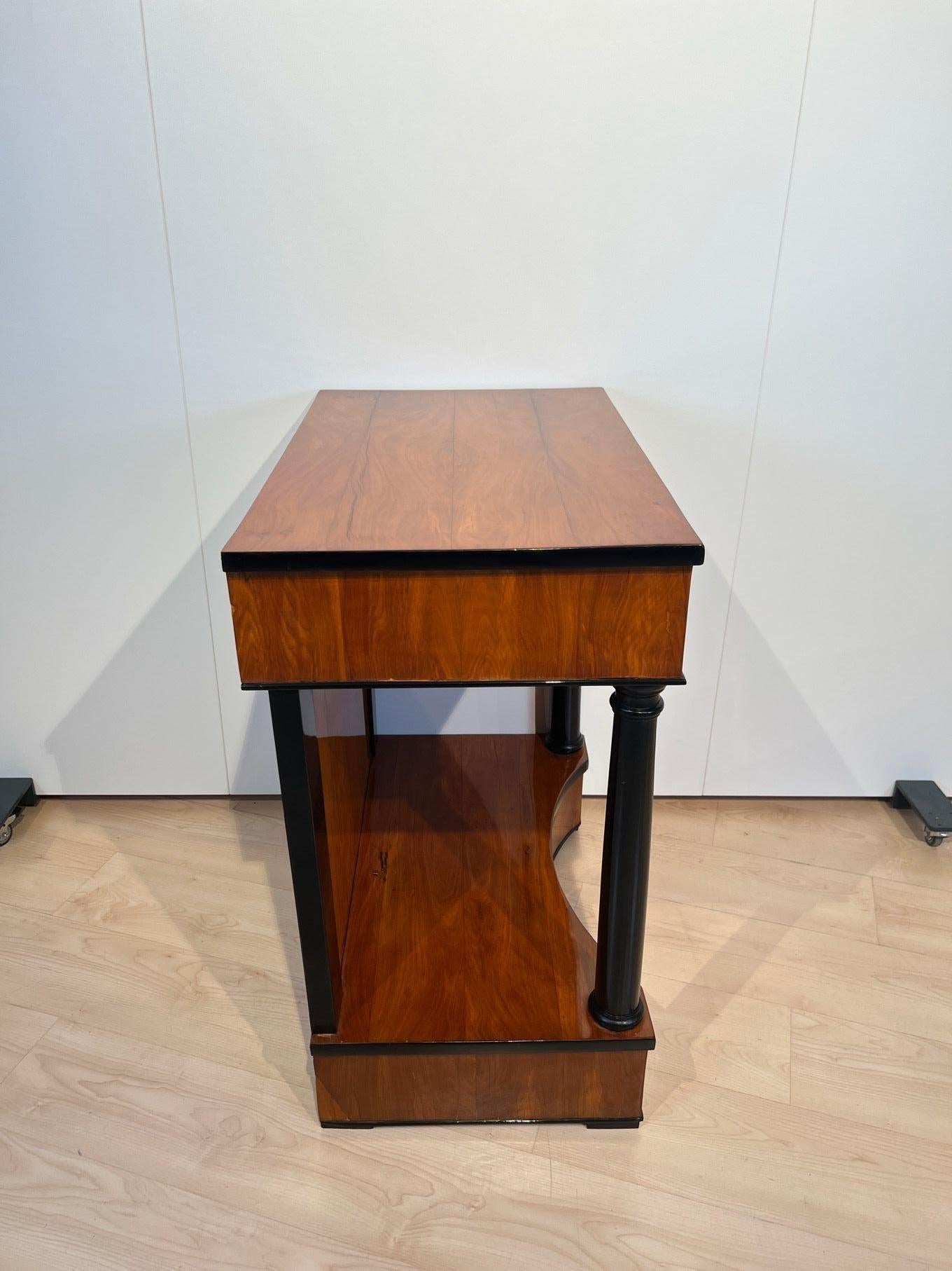 Table console Biedermeier, deux tiroirs, placage de cerisier, Allemagne du Sud vers 1820 en vente 5