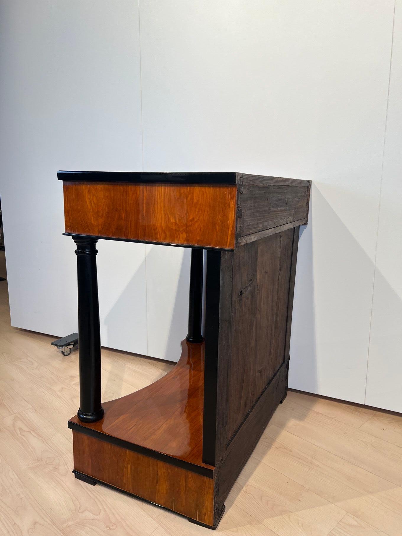 Table console Biedermeier, deux tiroirs, placage de cerisier, Allemagne du Sud vers 1820 en vente 12